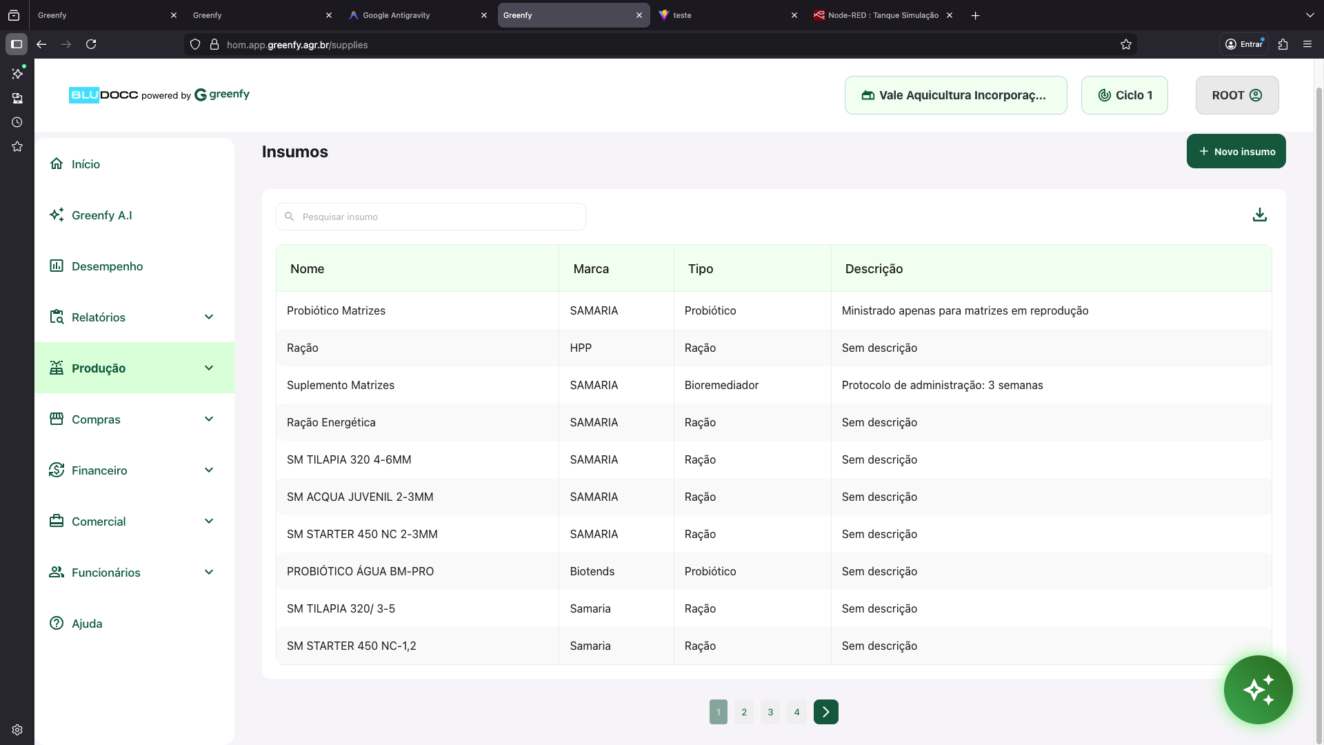 Lista de Insumos - BLUDocc